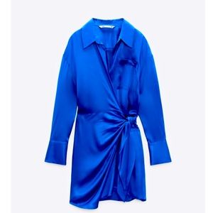 Zara satin wrap dress